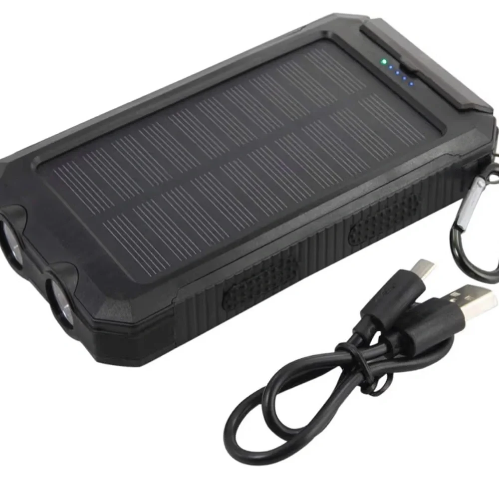 Solar Power Bank 38800 mAh with Flashlight, Dual USB, Waterproof – Black NWT